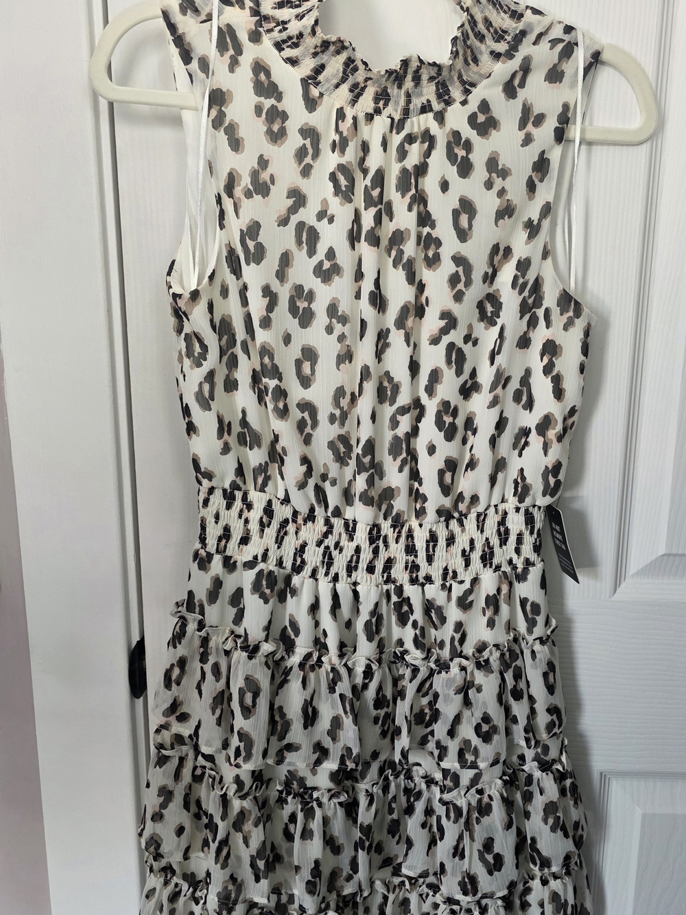 NWT Express Leopard Print Sleeveless Dress in Cream and Taupe